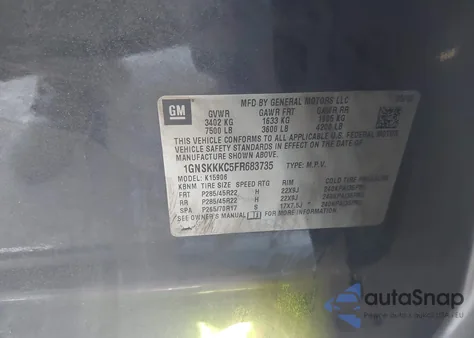 2015 Chevrolet Suburban 1500 Ltz from USA, damaged, VIN 1GNSKKKC5FR683735